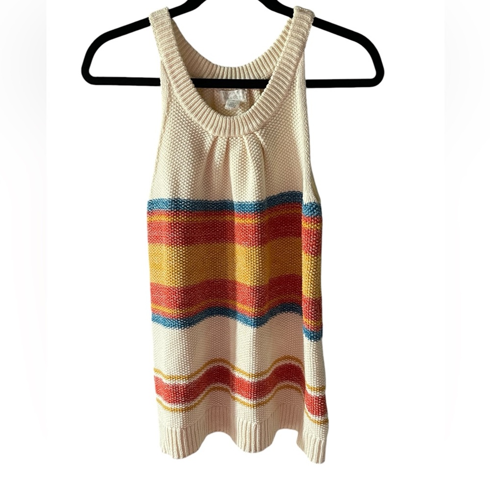 Caslon Sleeveless cream Stripe Sweater Top XS